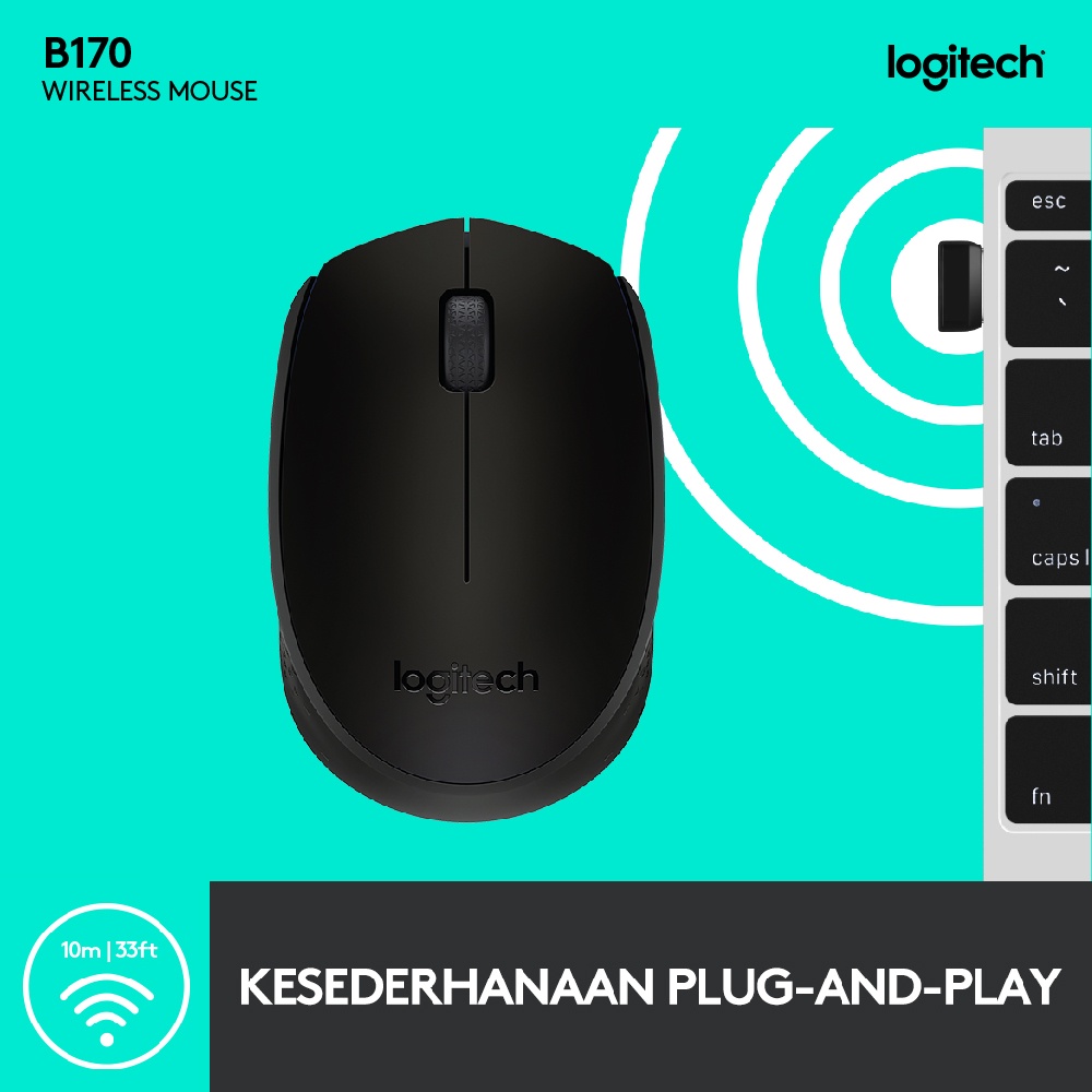 Logitech B170 Mouse Wireless untuk Windows, Mac, Linux dan ChromeOS