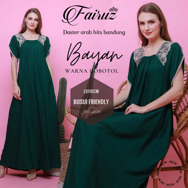 Daster Arab FAIRUZ BAYAN Long Dress Rayon Renda import