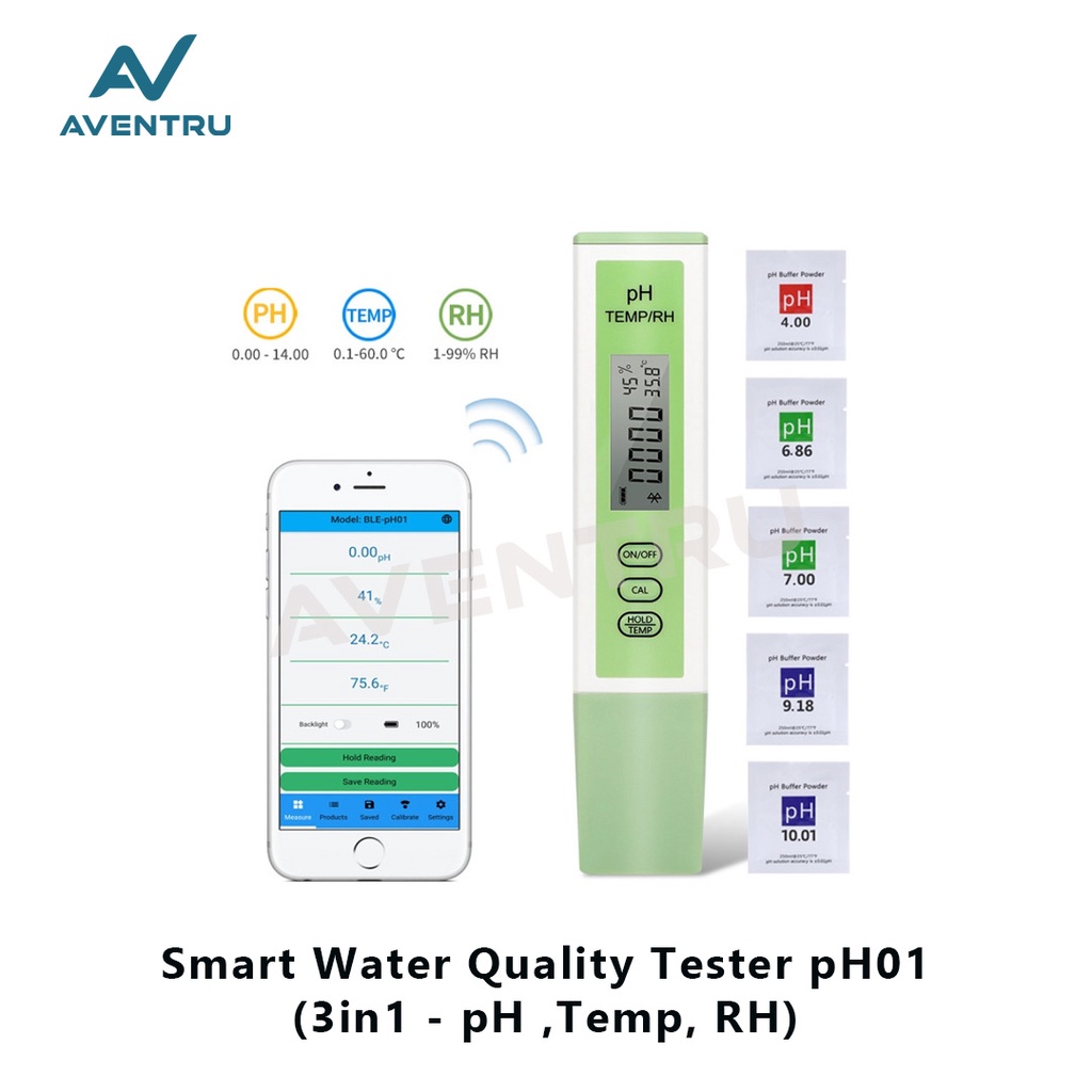 Smart Bluetooth Water 3in1 PH Humid Temperature RH Meter pH01 Tester