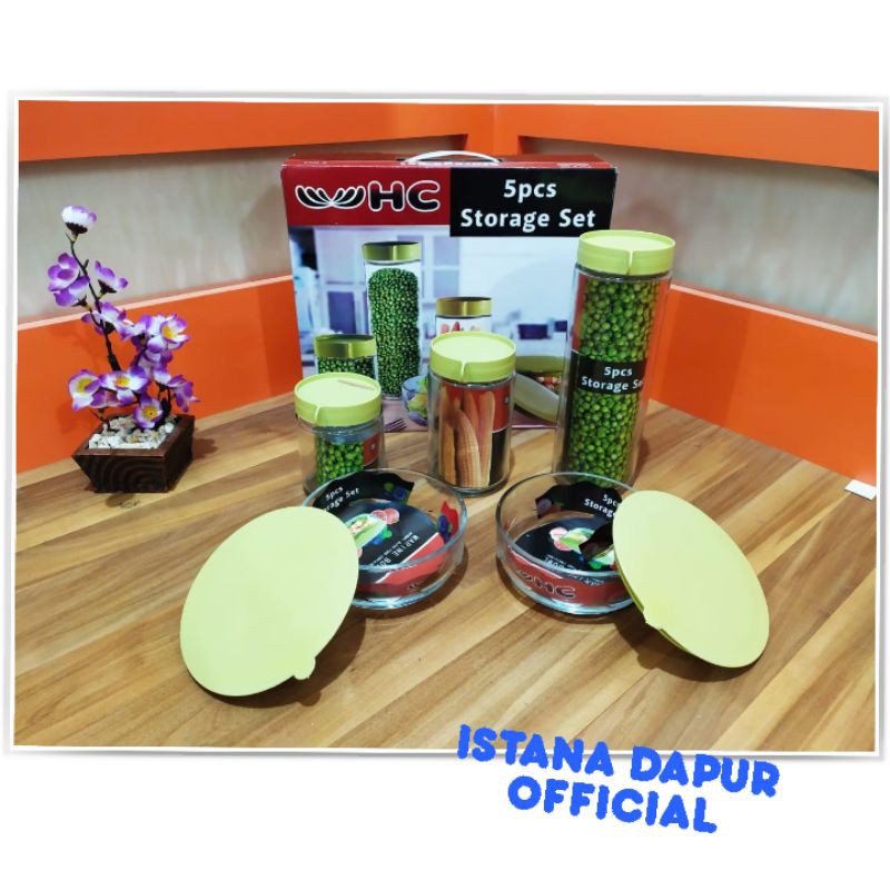 Storage HC set 5 pcs - Tempat Kue Modern - Toples Kue Modern