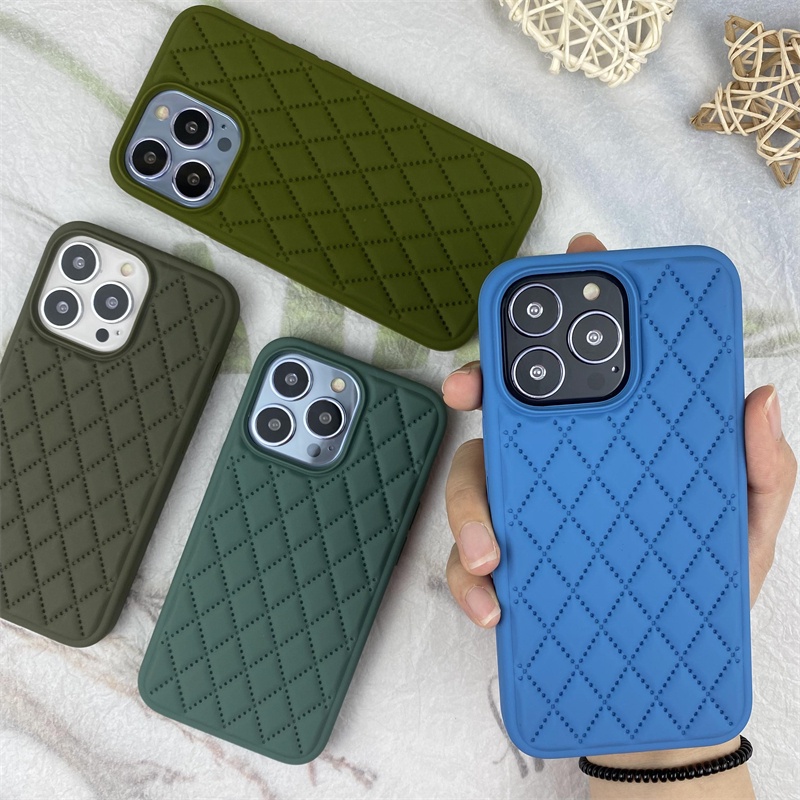 Soft Case Silikon Motif Jarum Pinus Belah Ketupat Hijau Untuk IPhone X XR XS MAX 11 12 13 Pro MAX