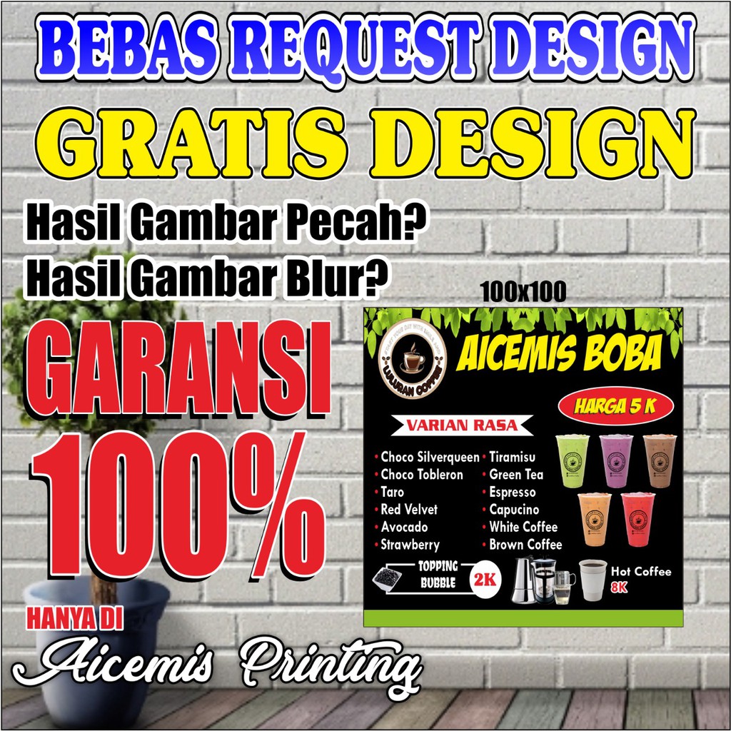 Spanduk Thai Tea / Banner Boba / Spanduk Mocktail / Spanduk Minuman Kekinian / Spanduk Custom | v.3