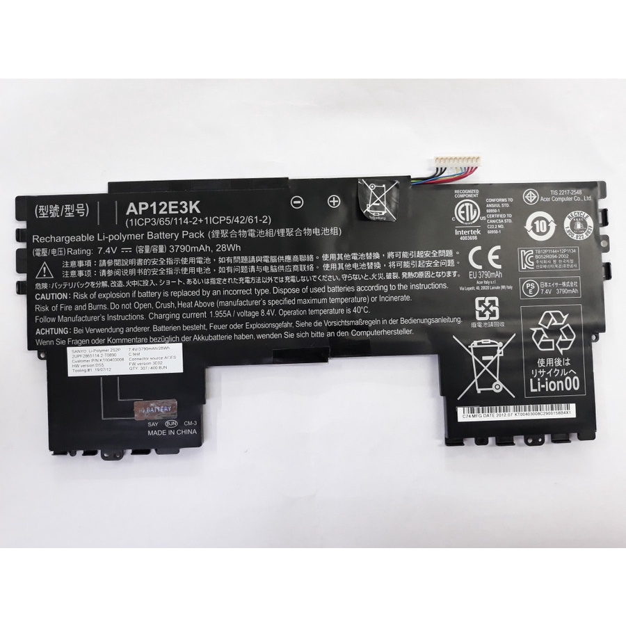 Baterai Battery Acer Aspire Ultrabook S7-191 AP12E3K 11 Inchi