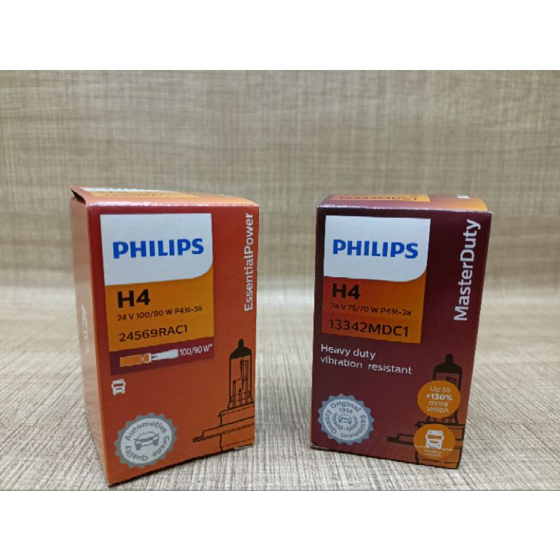 Lampu bohlam dop Phillips H4 24v 75/70w dan 24v 100/90w Asli Standart Mobil