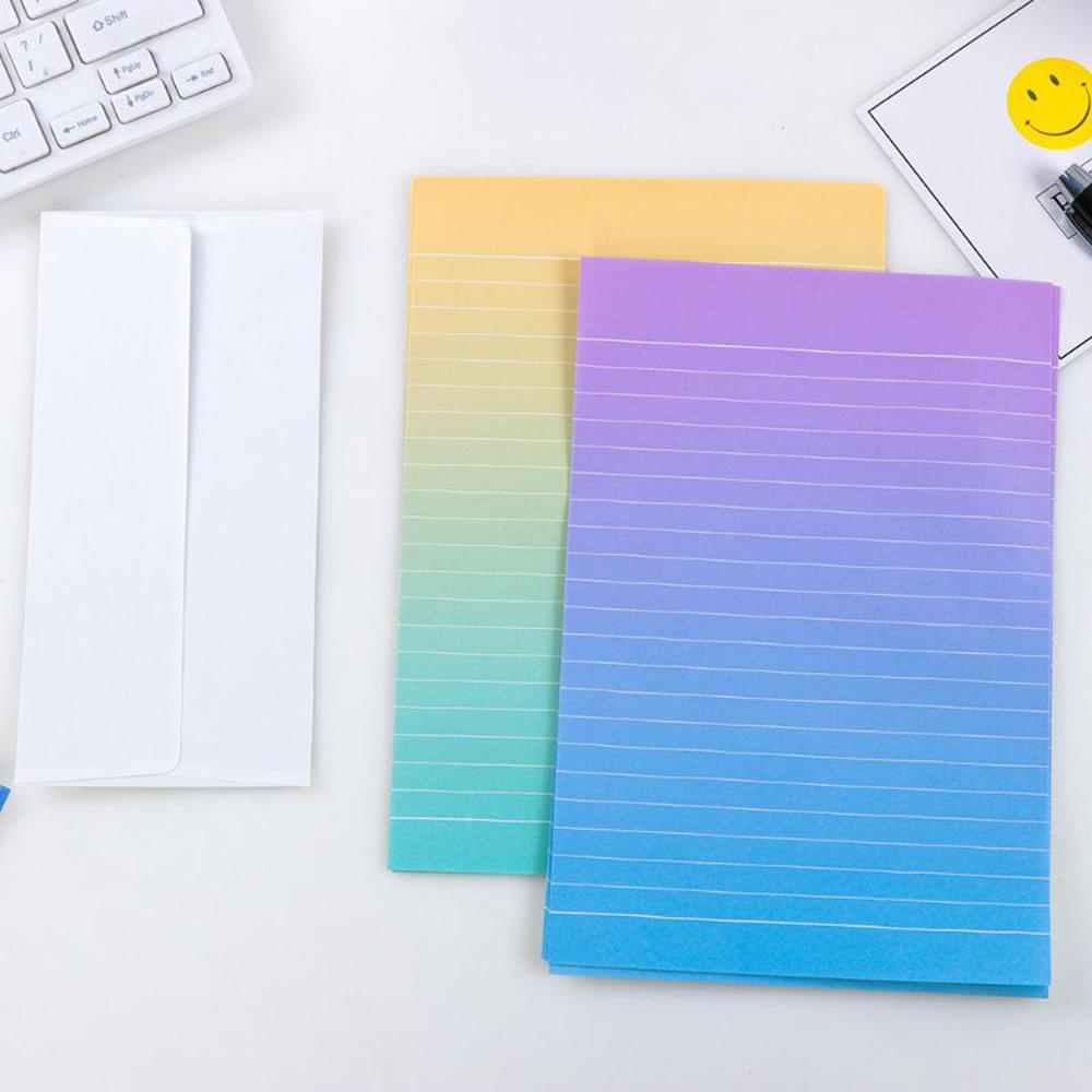 [Elegan] Kertas Alat Tulis Tulisan Untuk Pelajar Anak Gradasi Warna-Warni Rainbow Stationary Letter paper