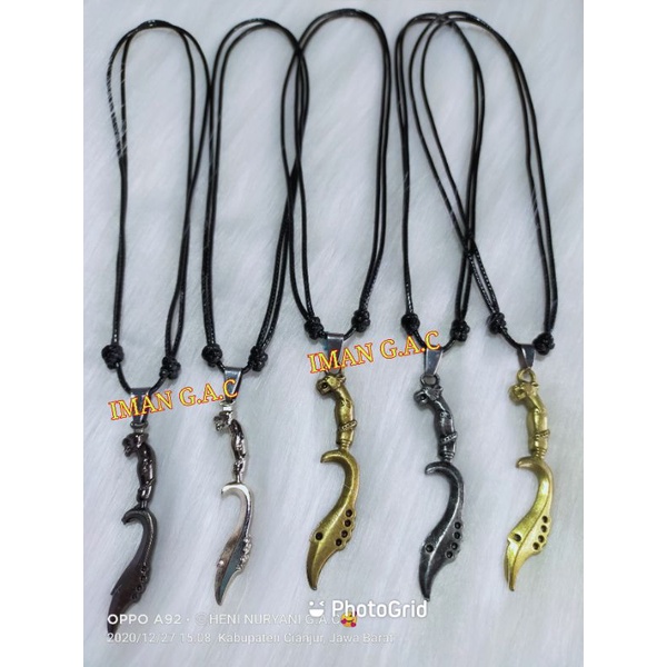 grosir 6pcs_12pcs kalung+liontin kujang tali import korea/aksesoris kalung kujang