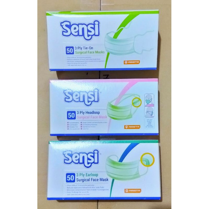 Masker Sensi Surgical Earloop Hijab Tieon Isi 50 pcs Ready