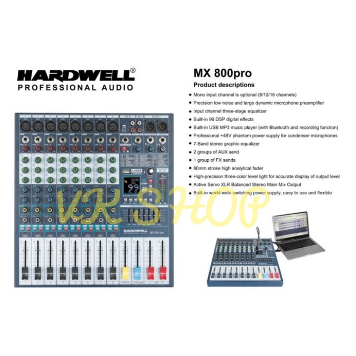 MIXER HARDWELL MX800 PRO 8 CHANNEL ORIGINAL