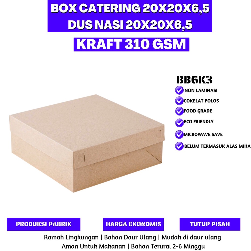 Box Nasi Kotak Dus Nasi Dus 20x20 (BB6K3-Non Laminasi)