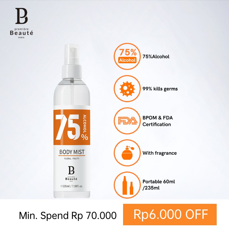 

Premiere Beaute 75% Alkohol Antiseptik Hand Aanitizer Disinfectant Spray Anti Virus 60/235ml
