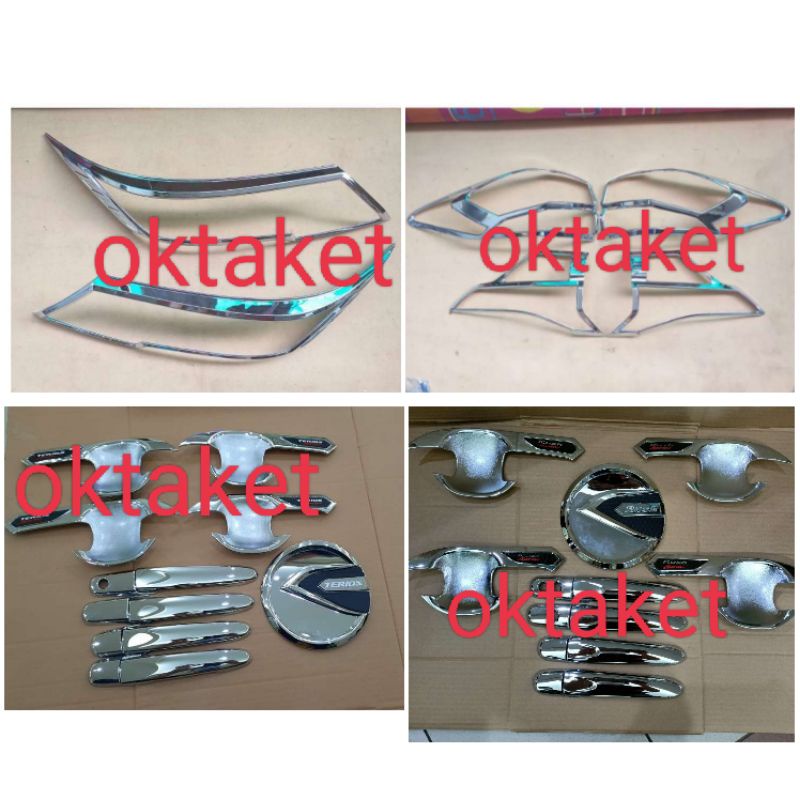 paket lengkap Garnish depan belakang Outer Handle Tank cover All new Rush Terios 2018-2022 chrome