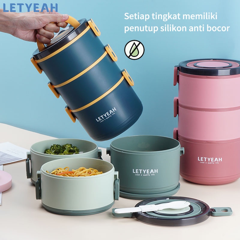 letyeah kotak makan 3 susun 2200ML/lunch box 3 susun anti tumpah