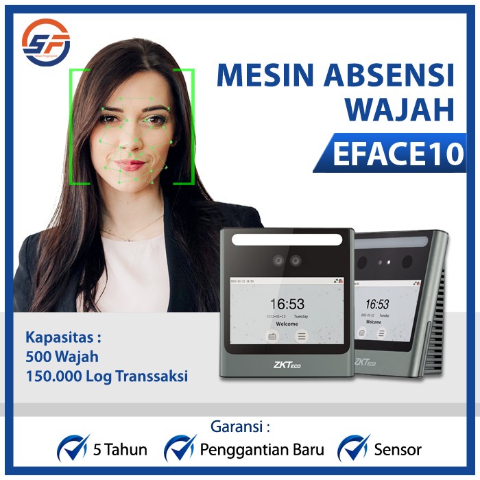 Mesin Absen EFACE10 Baterai | Absensi Wajah Battery ZKTECO EFACE 10