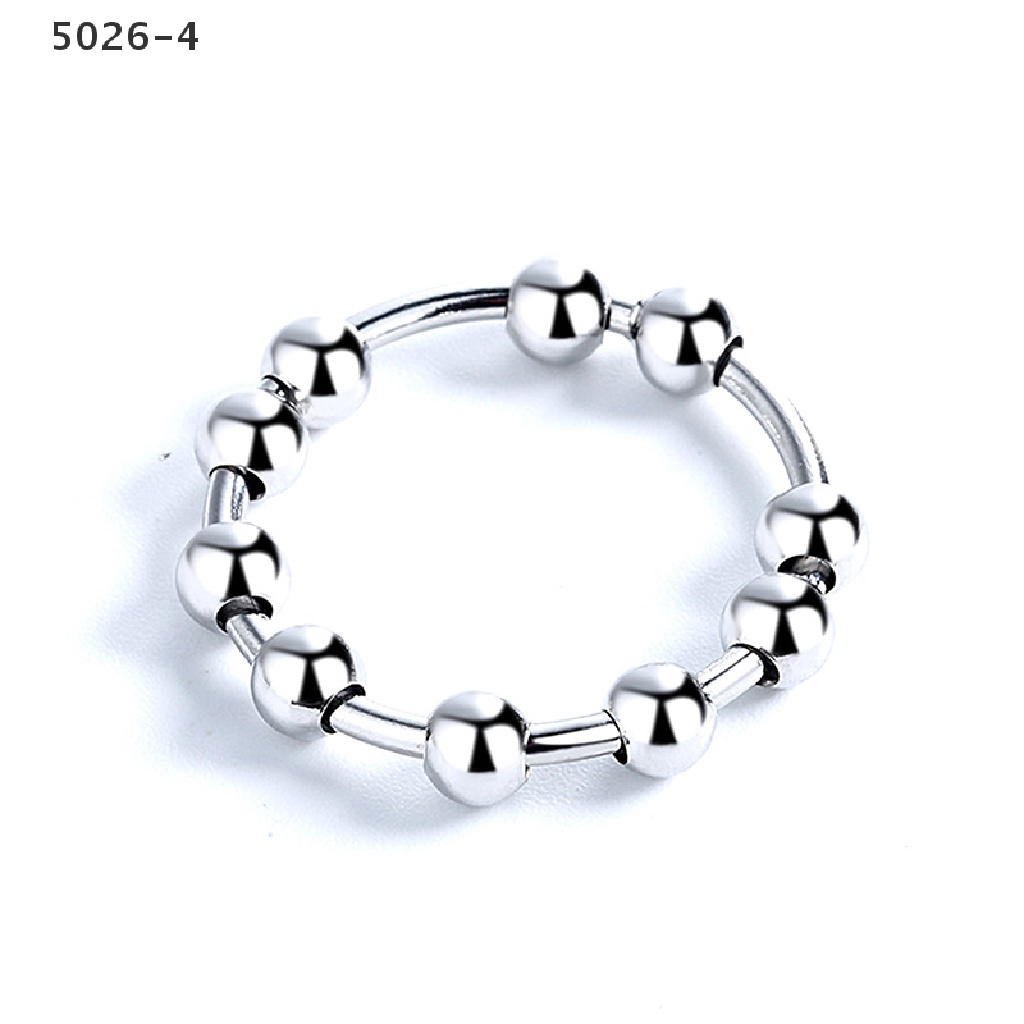 5026-4 Geometry Beads Ring Rotate Anti Stress Anxiety Men Women Ring Fashion Jewelry 5026-4