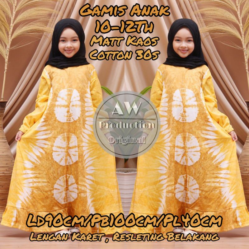 Dress Anak Perempuan Motif Tiedye 10-12 Th Katun Adem Baju Anak Karakter Lucu Cantik Murah Kekinian