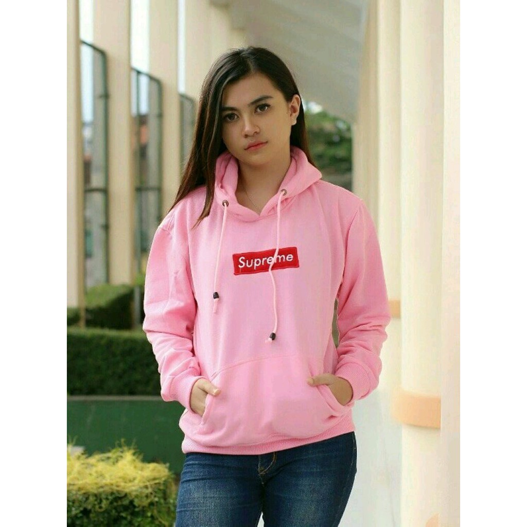 Dijual sweater hoodie supreme wanita pink Diskon