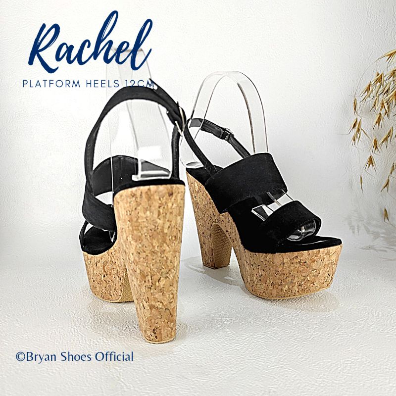 Bryan Rachel Platform Heels Silang 12cm Hak Tahu Kelom Berkualitas Sol Tebal