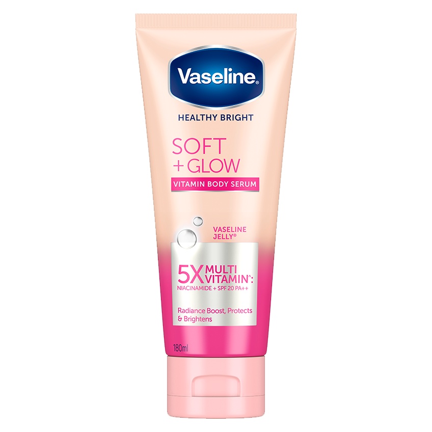Vaseline Body Serum Body Lotion Soft Glow With Niacinamide, 100X Vitc & Spf20 180Mlx2