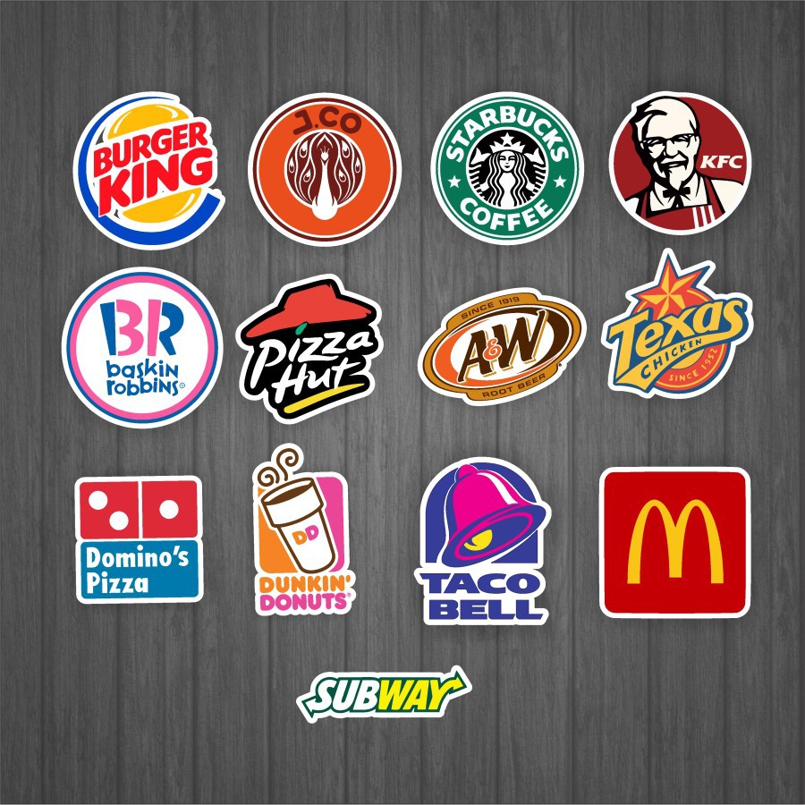 

Sticker Vinyl Logo Makanan Cepat Saji Fastfood 13Pcs Tumblr Gitar