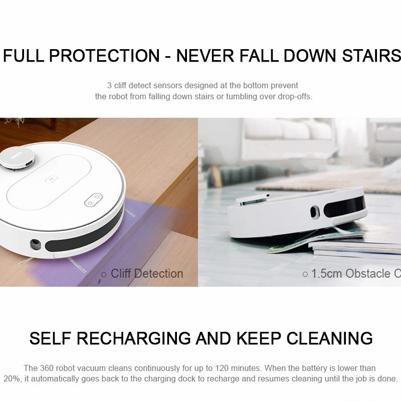 360 Robot Vacuum Cleaner S6 LDS 1800pa Suction Power Carpet Hard Floor