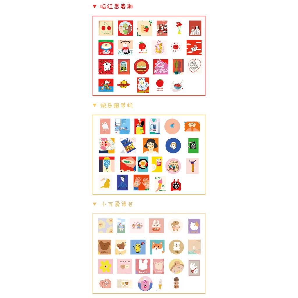 imoda 46Pcs Kawaii Avocado Stickers Set Scrapbooking BUJO Planner Lovely Rainbow Animal Stationery-6