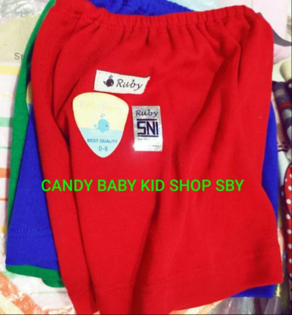 Celana bayi ruby baby newborn pop Pendek Panjang Tutup isi 3 warna tua Murah Halus Lembut