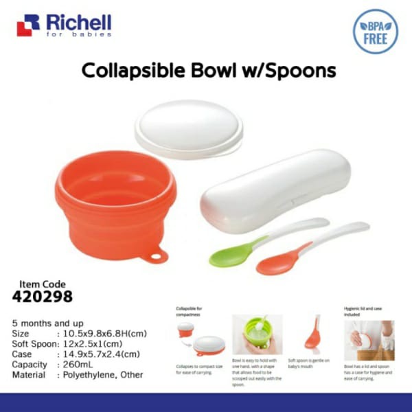 Richell Collabsible Bowl With Spoon R420298 /R420299