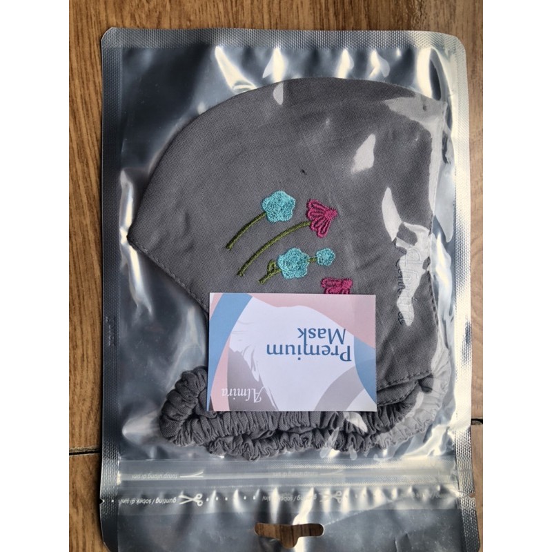 masker premium bordir Almira hijab|masker serut almira|BISA COD