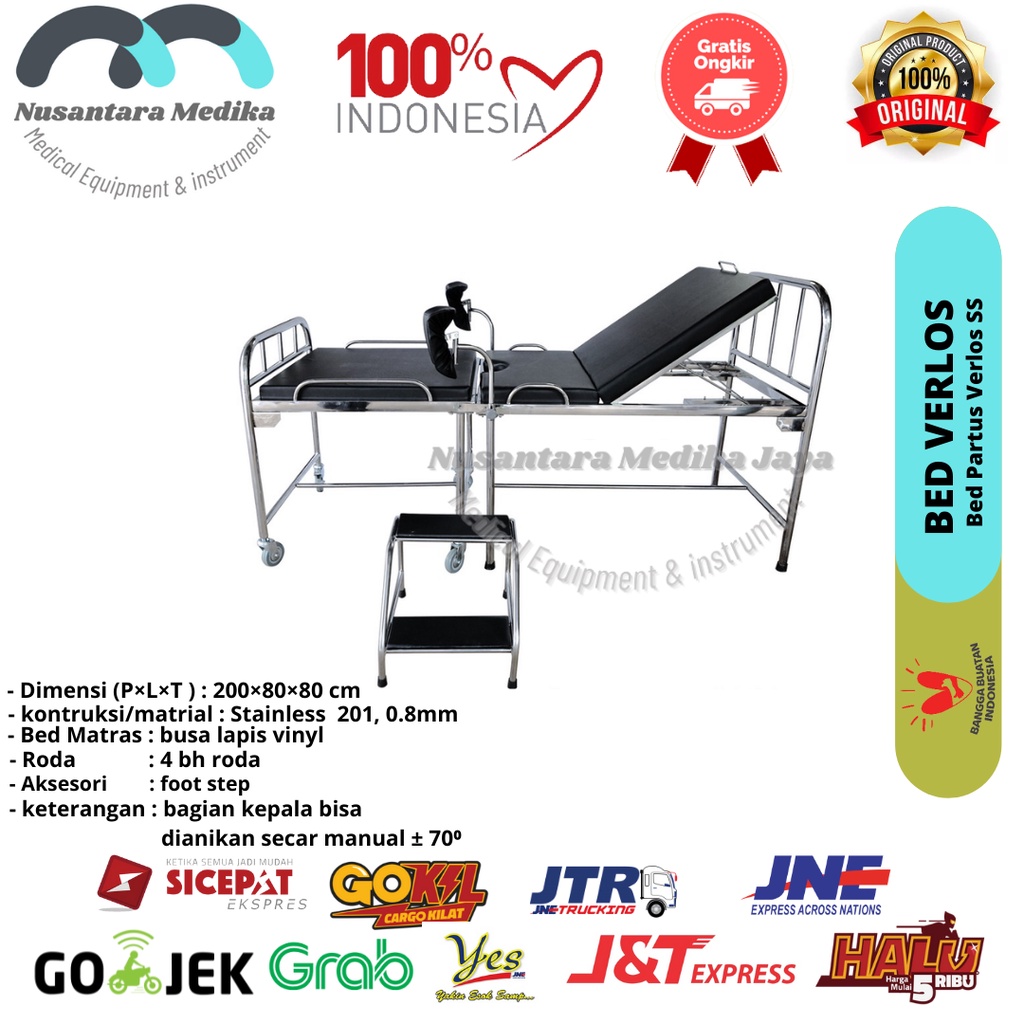Bed Pasien Verlos  Bed Partus Stainless