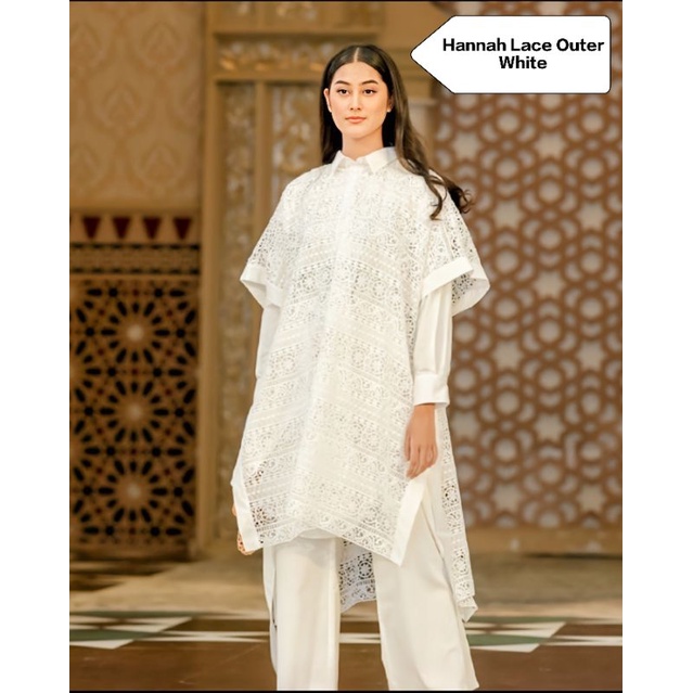 BIMU Knit Top Cocoa Hannah Lace Outer Monogram Cardigan by Buttonscarves BenangJarum