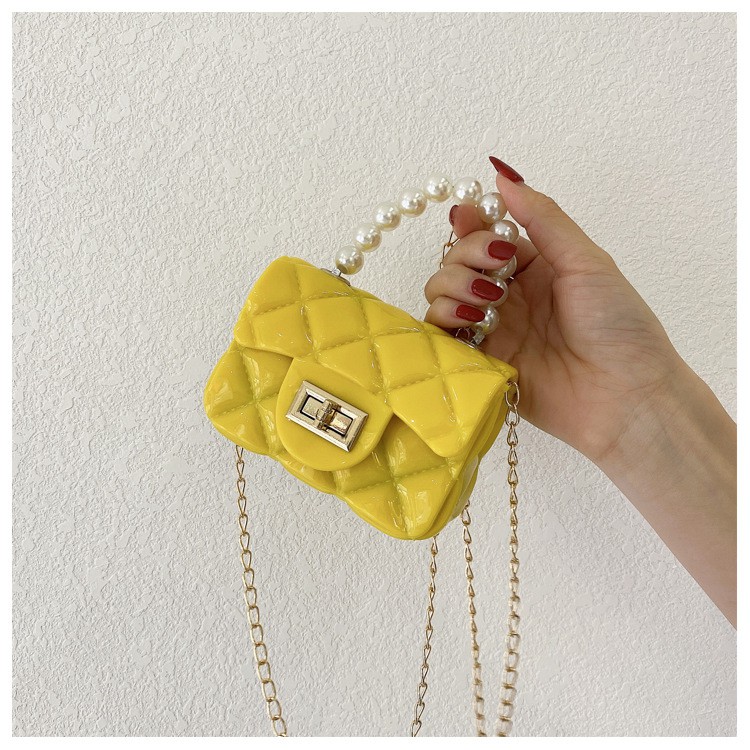 AND /COD / Tas Slempang Mini Dengan Mutiara Bahan Jelly Glossy Tas Pesta Wanita Gaya Korea Hits T213