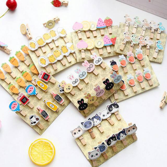 Wooden Clip Motif Karekter / Penjepit Foto Korea / Jepitan Kayu Set