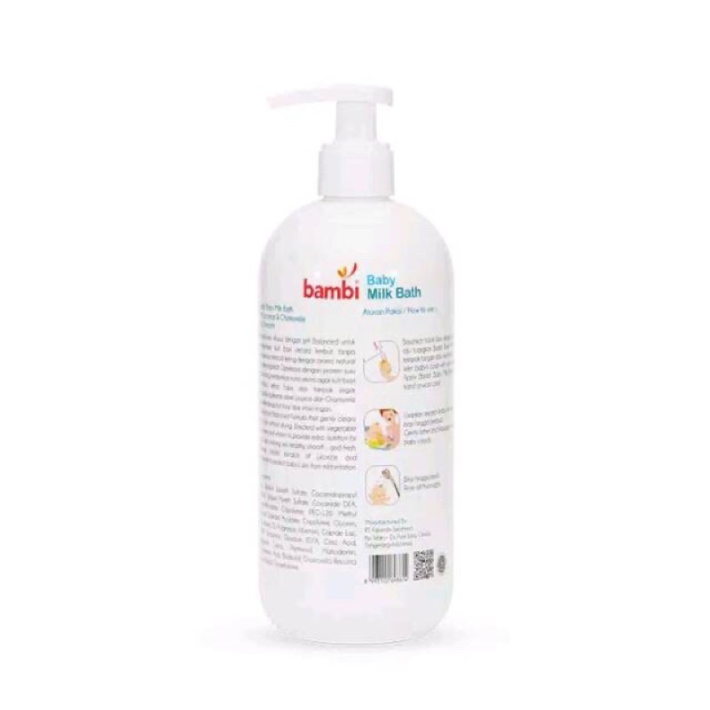 Bambi Baby Milk Bath 500ml Pump - Bambi Sabun Mandi Botol Pump 500ml