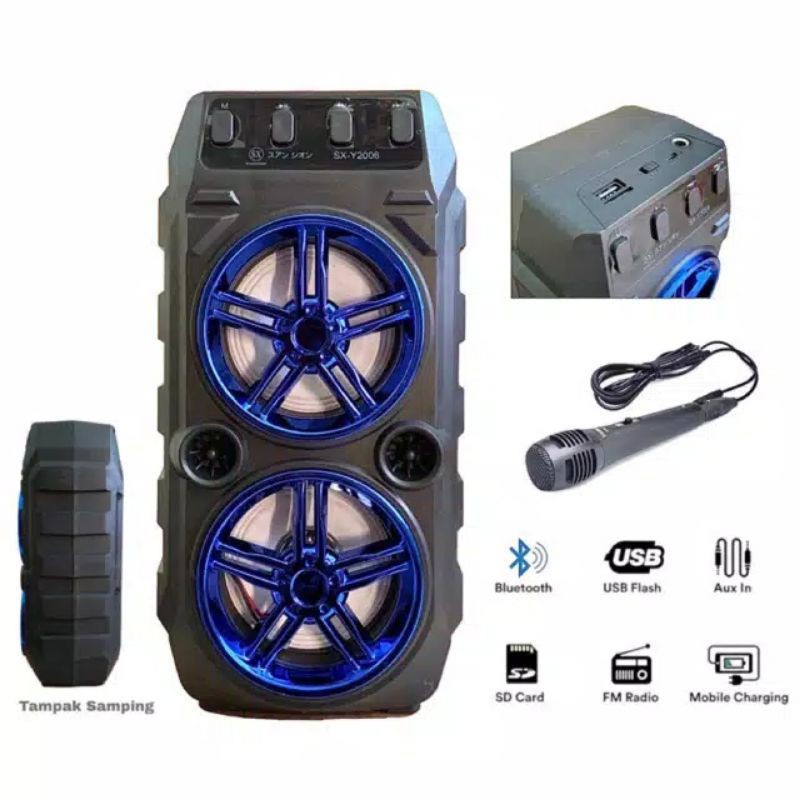 SPEAKER BLUETOOTH SX-2006 PLUS MIC KARAOKE X-BASS//SPEAKER SALON AKTIF X-BASS