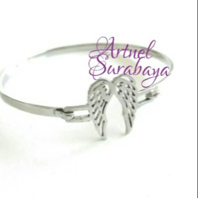 Gelang Wing Open Cup Stainless Monel