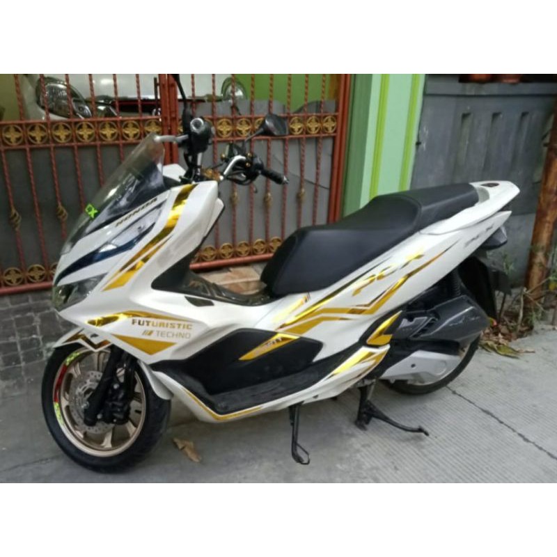 Sticker Stiker Striping PCX 150 Lis Laser Chrome Variasi kuning emas (Selalu Ready Bisa COD)