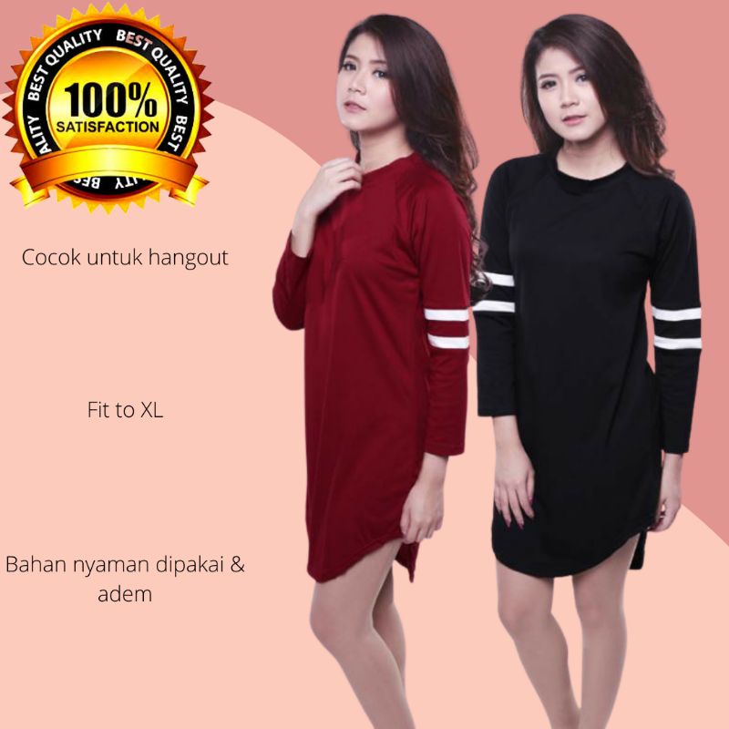 Harvard Varsity Dress Mini Wanita Lengan Panjang