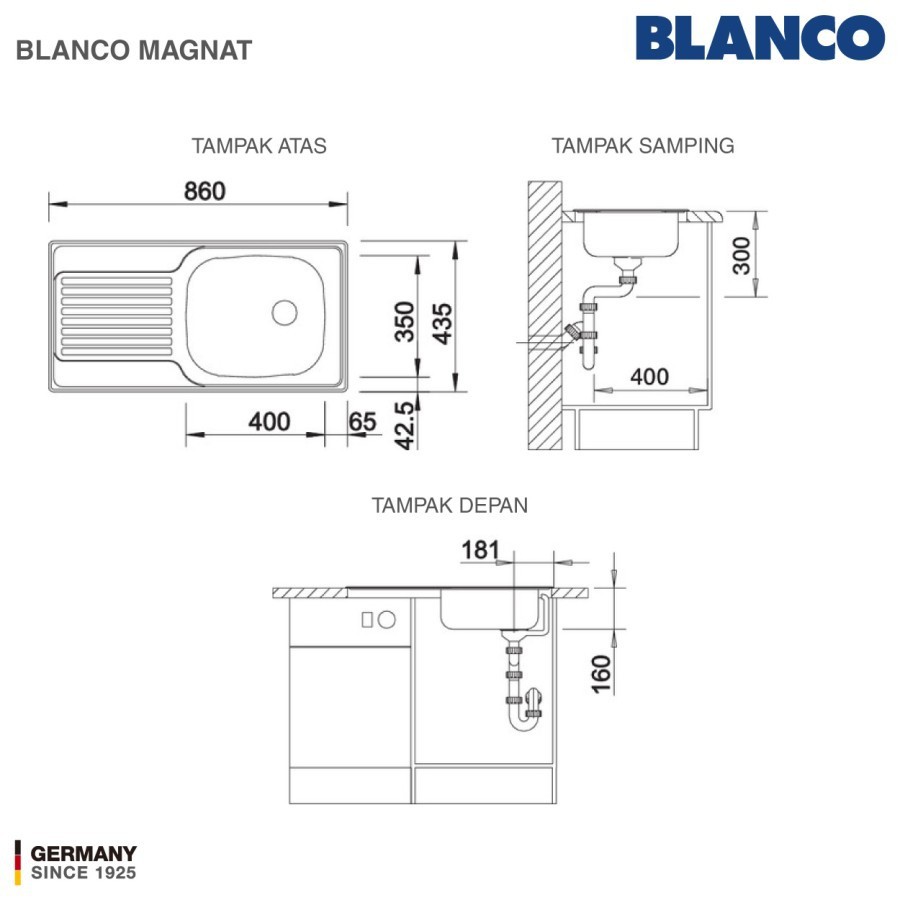 BLANCO KITCHEN SINK BAK CUCI PIRING STAINLESS STEEL BLANCO MAGNAT