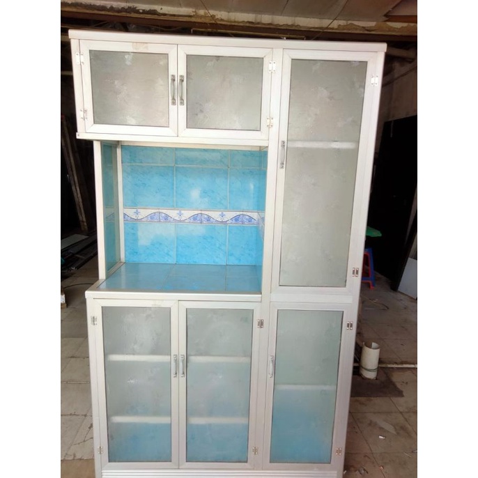Lemari Rak Piring Aluminium Sudut 6 Pintu Premium Silver - Kualitas A Mimifebrianti12