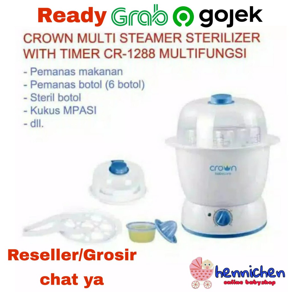 TERLENGKAP Crown Sterilizer CR098 / CR1288 / CR088 /  CR 168 / CR198 / CR698 Multi Function Steam Center + Auto Timer - Steril Botol Multifungsi CR 1288