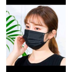 MASKER 3 PLY EARLOOP WARNA (HITAM) TANPA BOX termurah