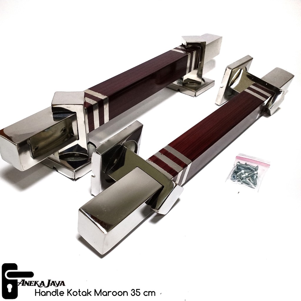 Handle Pintu Rumah / Tarikan Pintu Rumah / Gagang Pintu Rumah Stainless kotak maroon 35 cm dan 45 cm