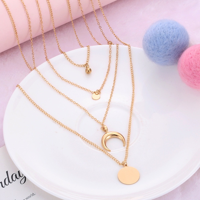 Eropa dan Amerika retro etnis moon corner disc kalung perhiasan kalung multi-layer seksi aksesoris fashion kalung L16