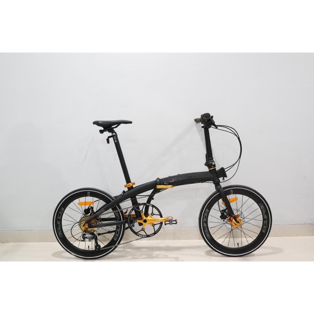 Sepeda Lipat Folding Bike 20 451 Element Ecosmo 10 Speed Dark Gold Limited Edition