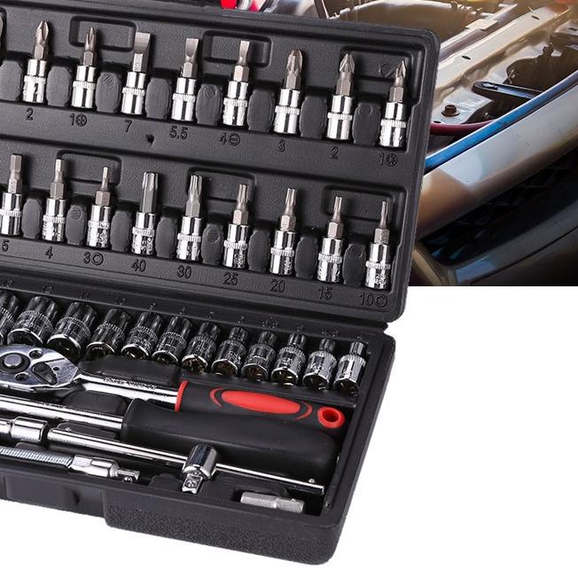 ۩ ISKU Kunci SOK 46 PC Set Socket (1/4 ") Kunci SOK kunci shock set tekiro 46 PC Set Socket (1/4") K