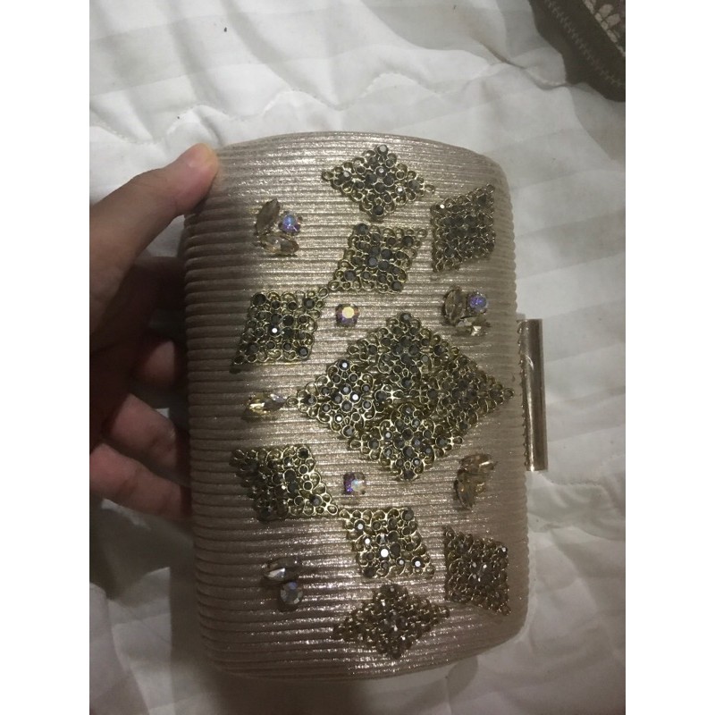 tas pesta clutch bronze emas perak silver