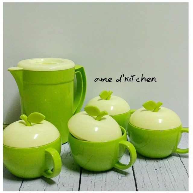 Teko set + 4 mug apel hijau golden sunkist