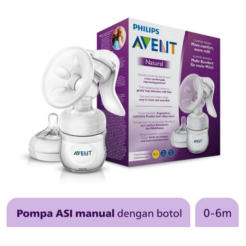 Pompa Asi Philips Avent Manual Breastpump Pompa Asi Avent Manual Natural Comfort + bottle / Pompa Asi Avent Manual Natural Dengan Botol Dot / Avent Manual Comfort