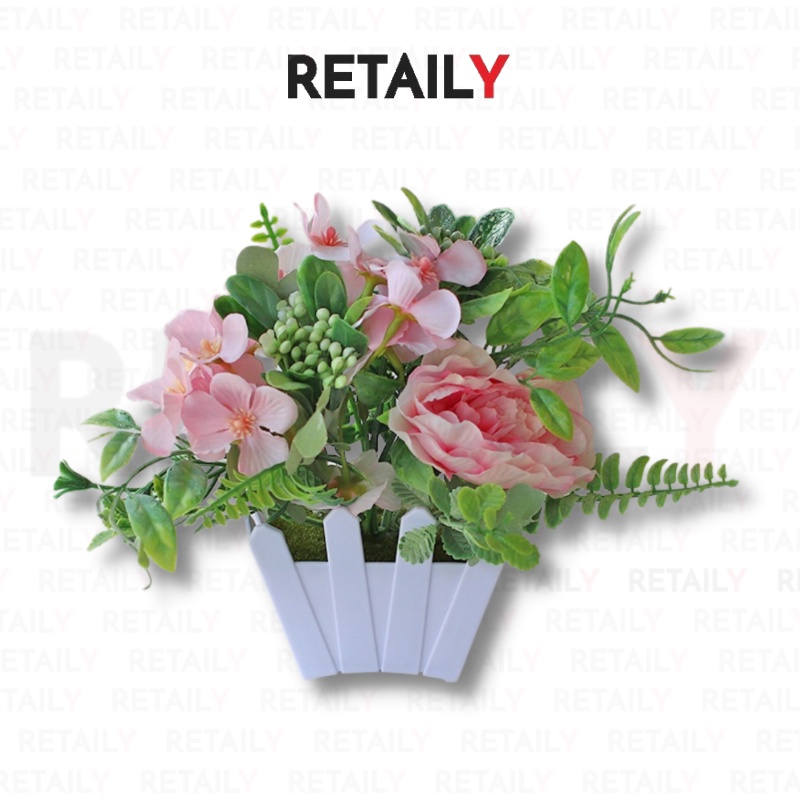 Retaily PT57 Pot Tanaman Hias Bunga Dekorasi Bunga Hias Plastik Ornamen Pot Bongsai Artificial Flower Decoration