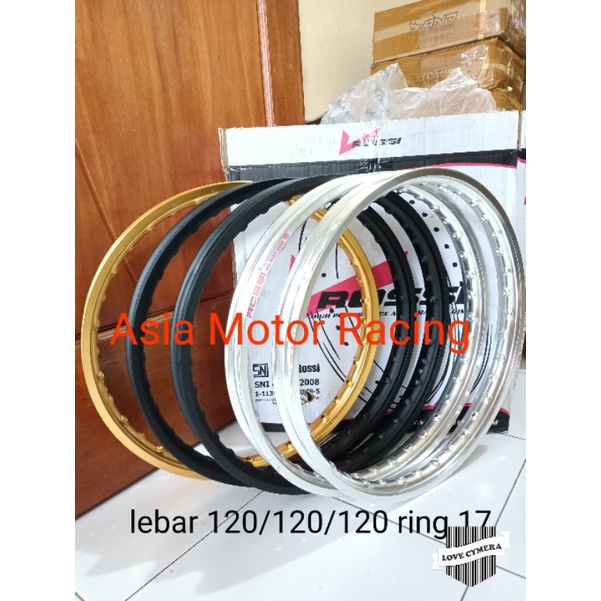 Velg rossi 120 120 ring 17 silver Hitam  Gold Sepasang